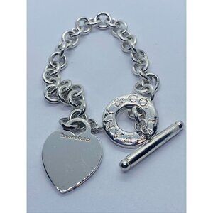 Tiffany & Co Sterling Silver Toggle Heart Tag Blank Heart Bracelet 7.25"